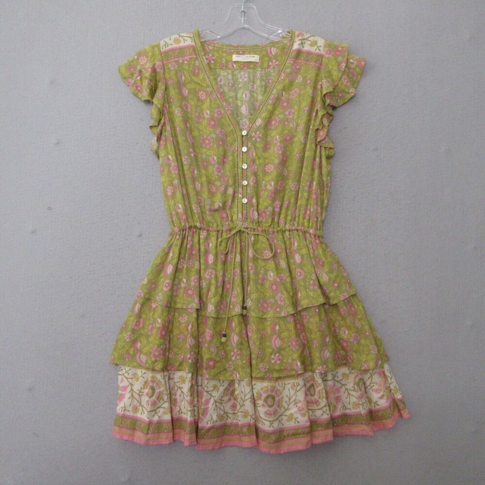 Spell Green and Pink Floral Mini Dress